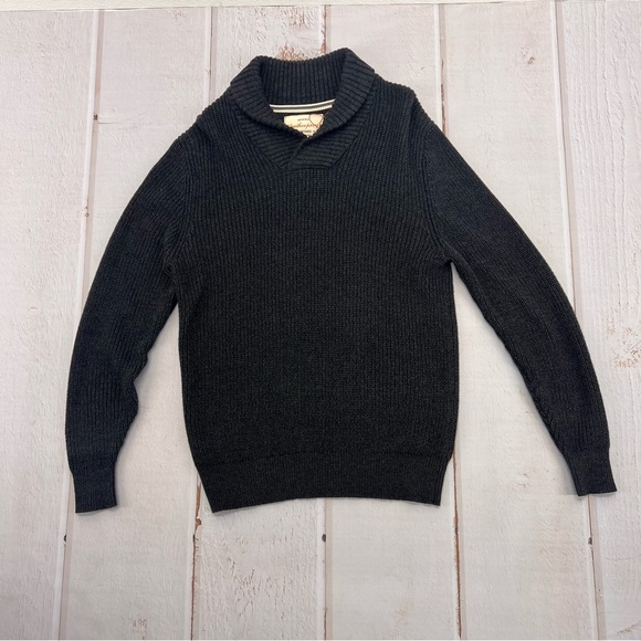 NWT Weatherproof Vintage Dark Grey Gray Ribbed Sweater Shawl Neck Collar Cotton - Picture 1 of 13